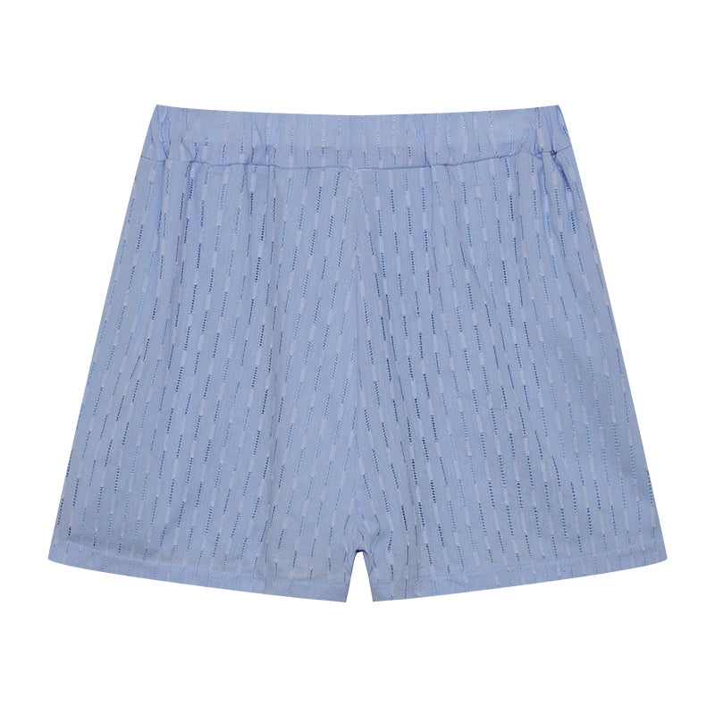 Damen Zweiteiler Oversize Baumwollmix Bluse und Shorts