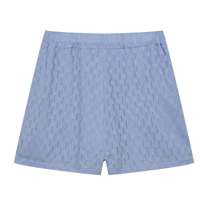 Damen Zweiteiler Oversize Baumwollmix Bluse und Shorts