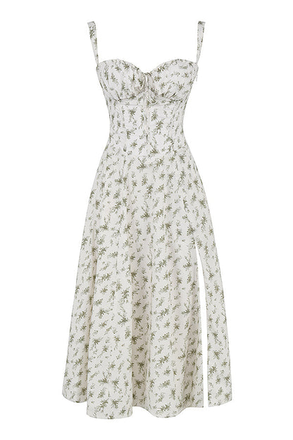 Pastellgrünes Damen Midikleid Taillenformend