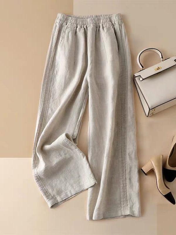 Norvielle Damenweite Baumwollhose Casual Beige