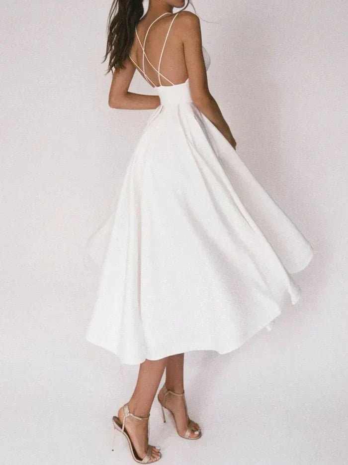 Elegantes Damenkleid V-Ausschnitt Träger