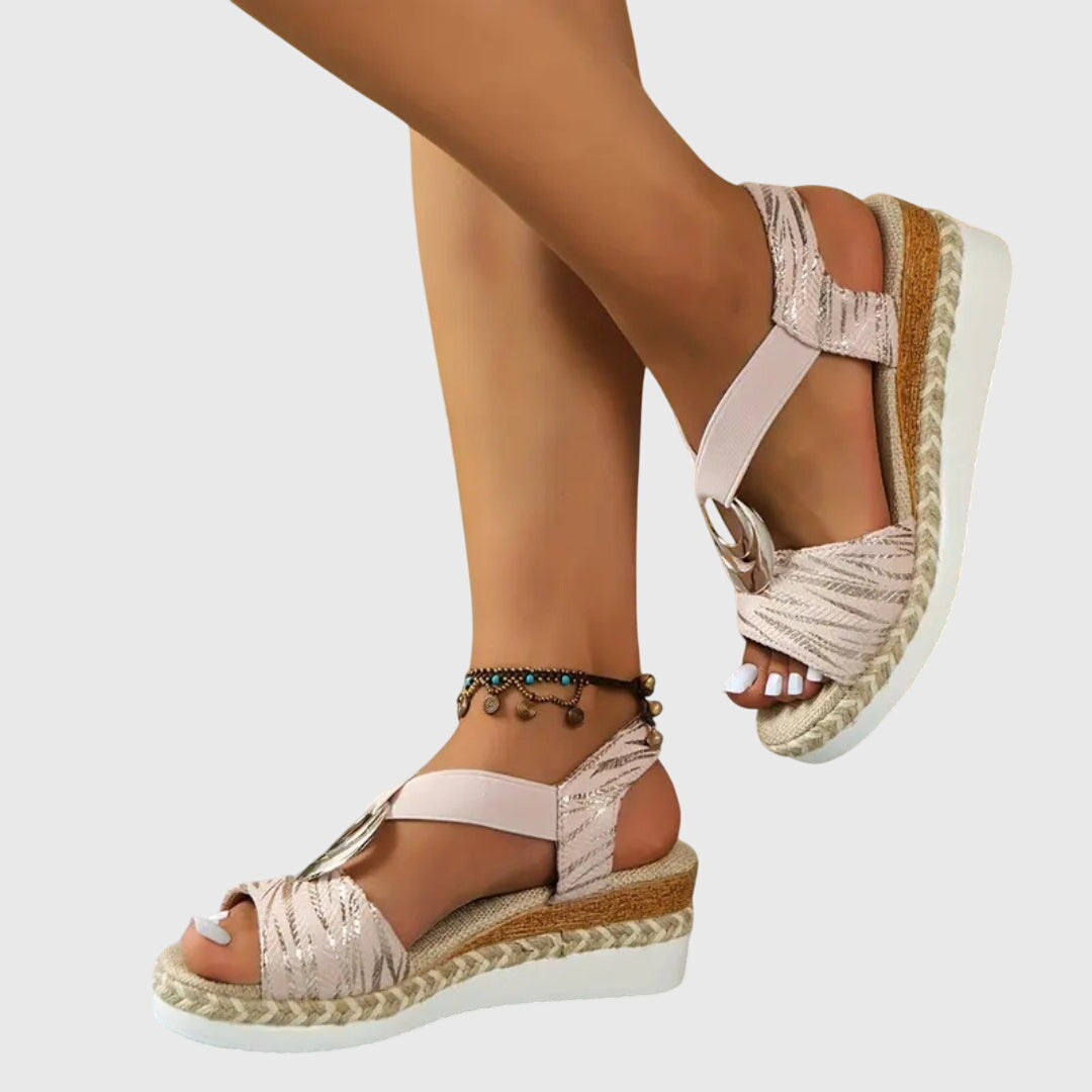 Damen Orthopädische Sandalen Schnallenriemen Leder Braun - Norvielle