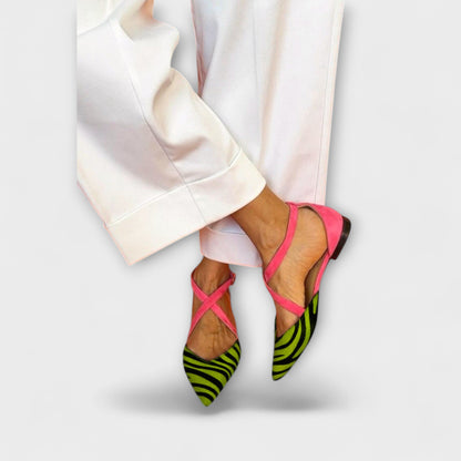 Zarella Damen Zebra Ballerinas Rosa