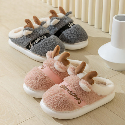Weihnachtspantoffeln Warm Plüsch Antler für Damen Herren →