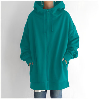 Norvielle Damen Fleece-Hoodie Reißverschluss