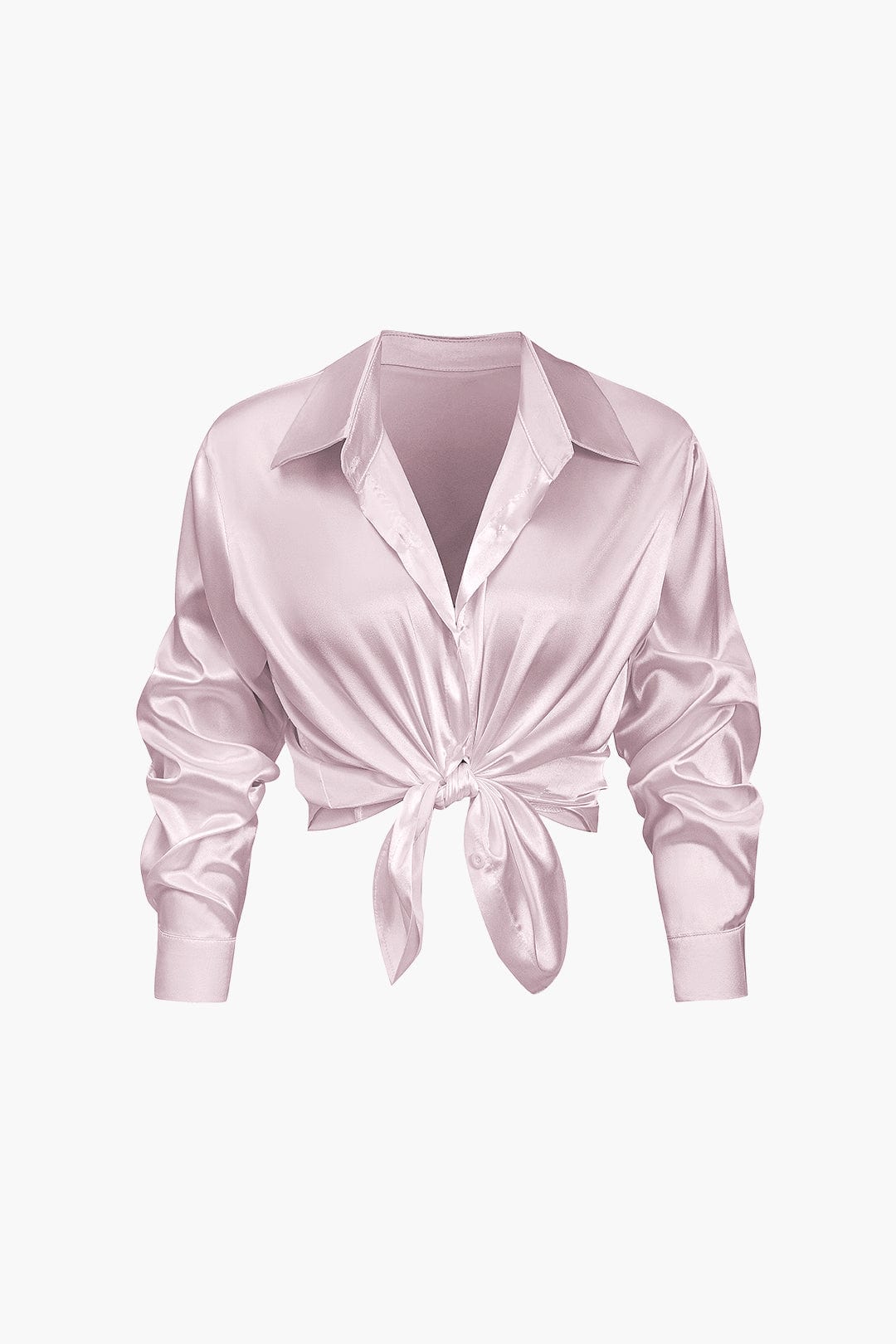 Elegante Damen Langarmbluse Seidiger Satin