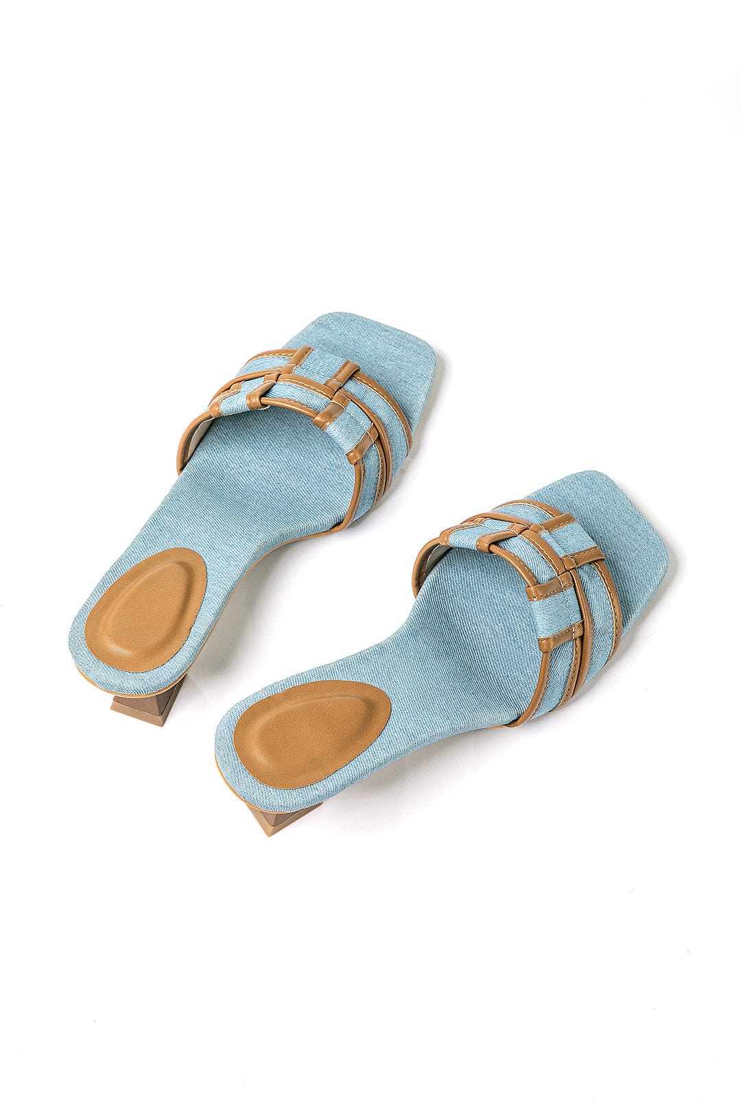 Damen Denim Mules Blockabsatz Elegantes Design