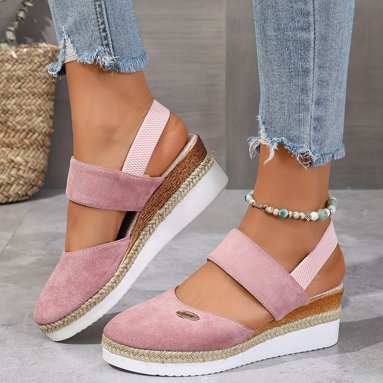 Damen Sandalen Auf Plattform Rutschfest Elastisch