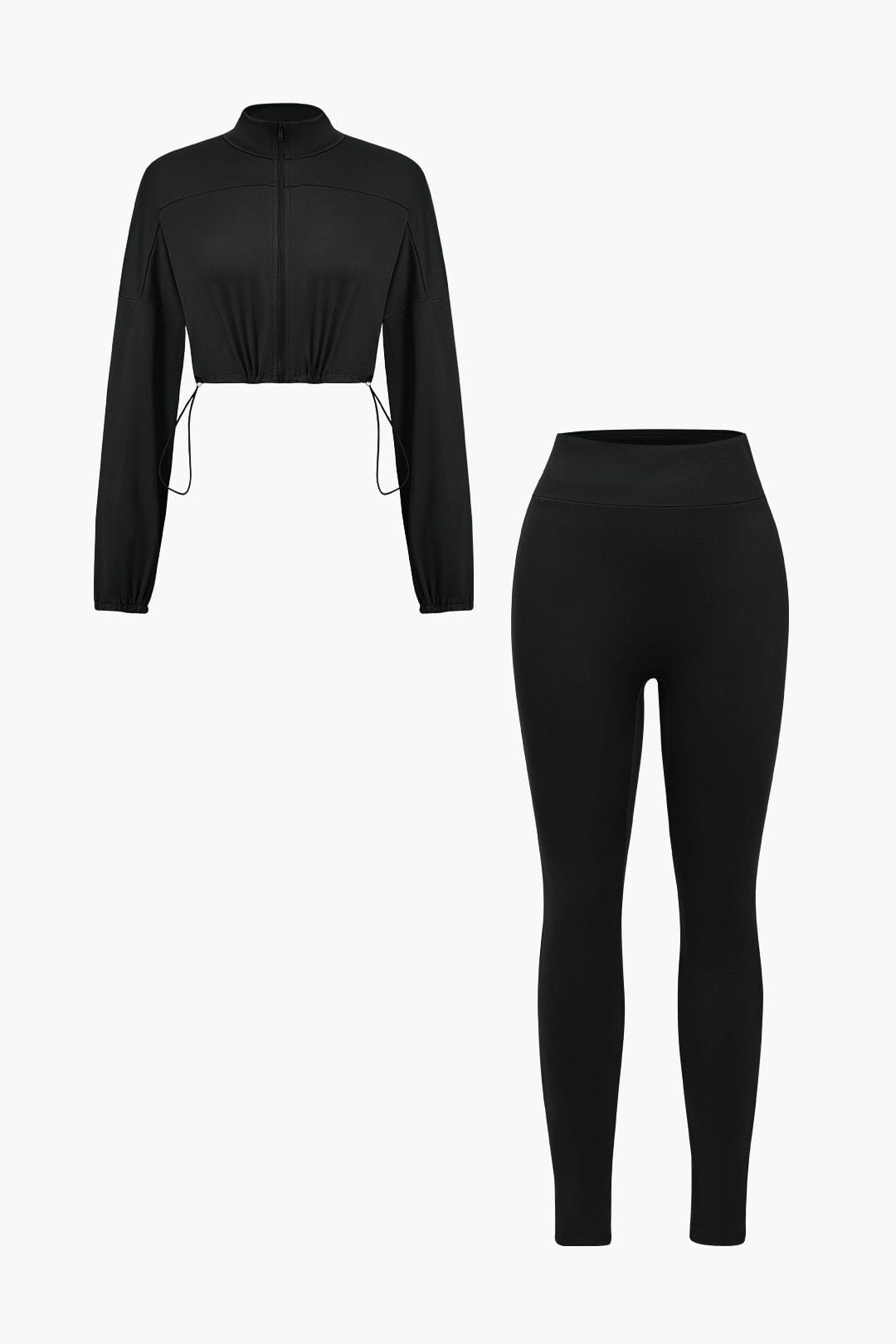 Damen Sportliches Zweiteiler-Set Cropped-Jacke Leggings - Norvielle