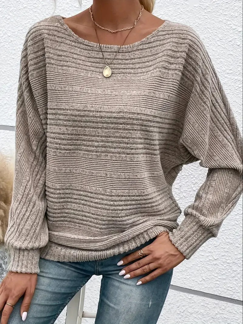 Norvielle Damen Bluse Fledermausärmel Rundhals
