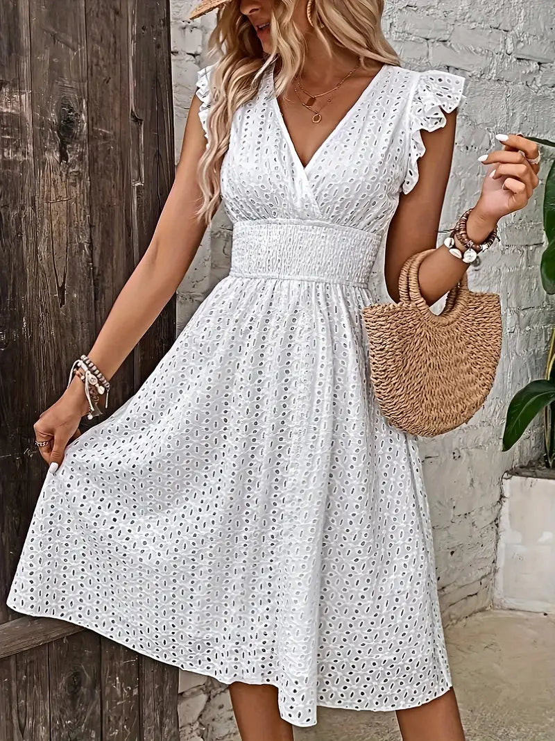 Damen Wickelkleid Raffung Feminin