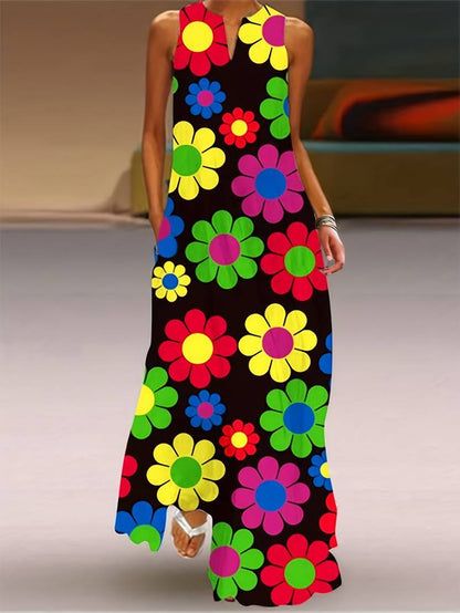 Damenkleid V-Ausschnitt Blumenmuster - Norvielle