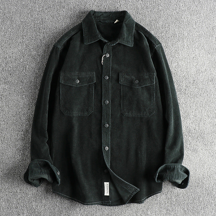 Herren Corduroy Hemd Baumwolle Retro Style Locker Sitz