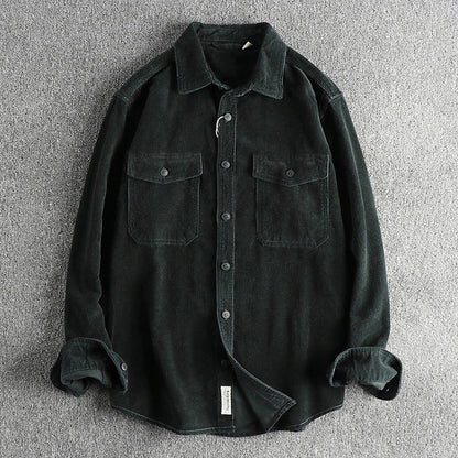 Herren Corduroy Hemd Baumwolle Retro Style Locker Sitz