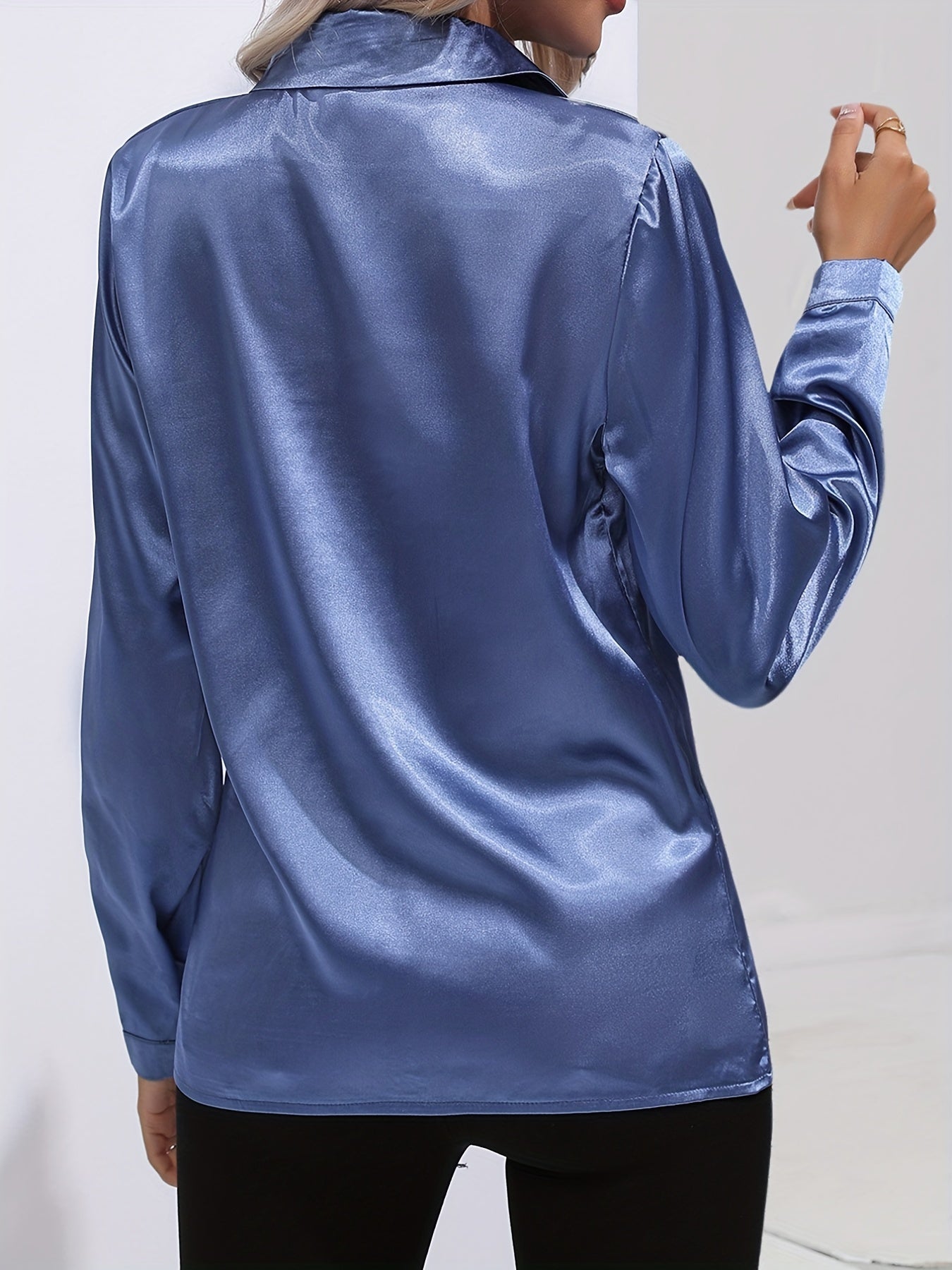 Damen Satin Bluse Elegantes Design Braun - Norvielle