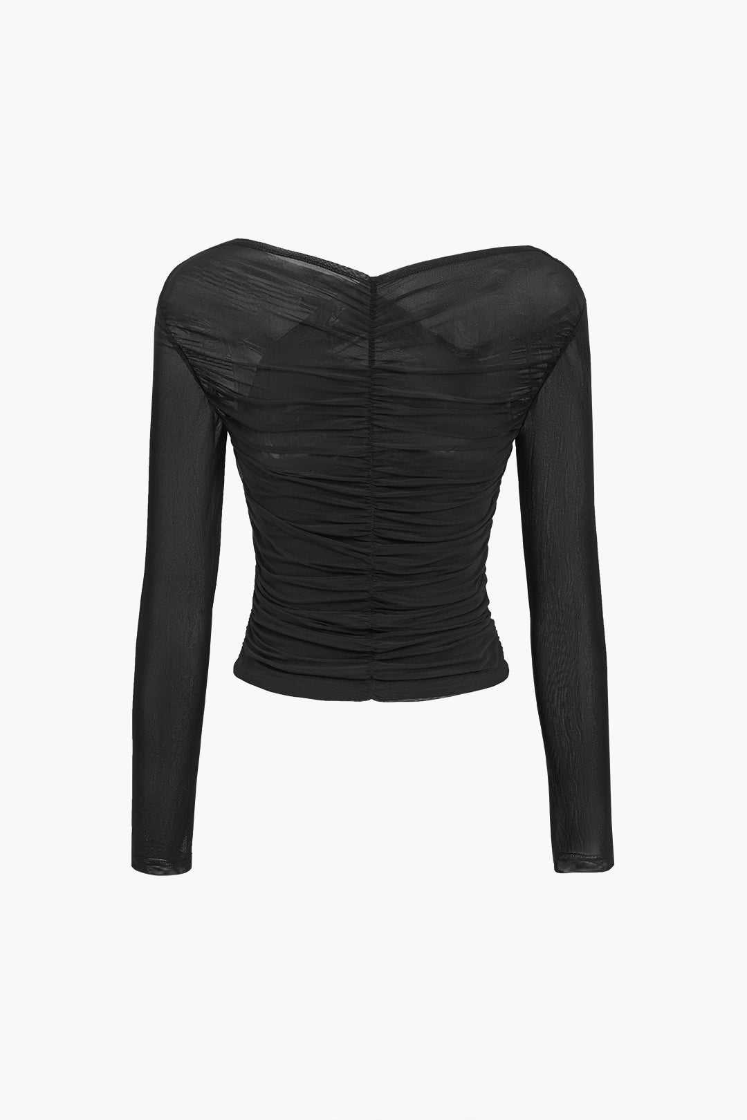 Damen Mesh- Rüschen Längsärmelig