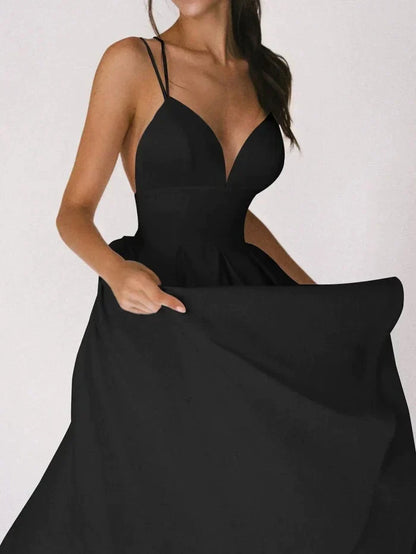 Elegantes Damenkleid V-Ausschnitt Träger