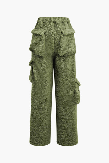 Misha Damen Teddy-Zweiteiler Cargohose Cropped-Jacke