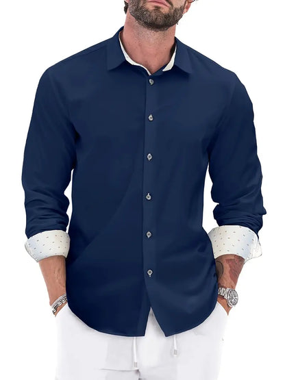 Herren Businesshemd Elegantes Design Kontrastdetails