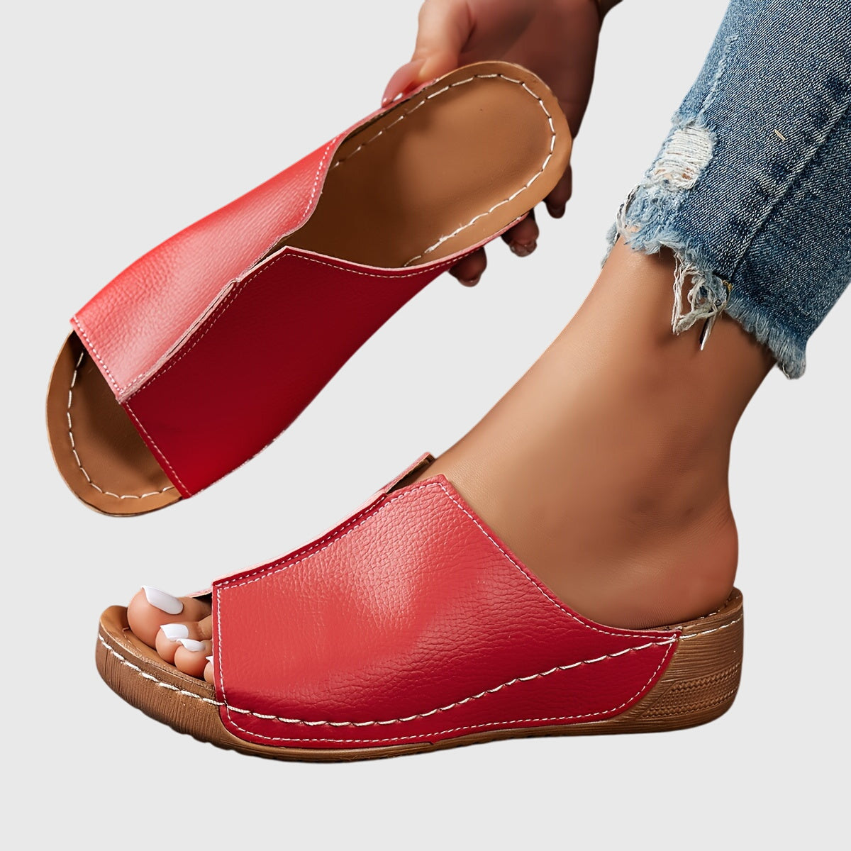 Damen Keilabsatz-Sandalen Offen