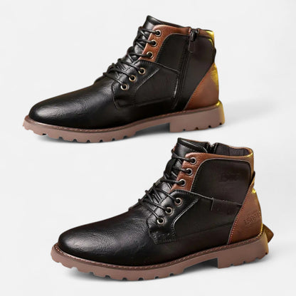 Herren Leder Stiefeletten Schnürboots Business Casual