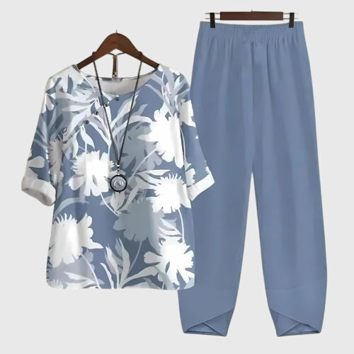 Damen Zweiteiliges Set Schmetterlings-Design Lockere Bluse und Rock