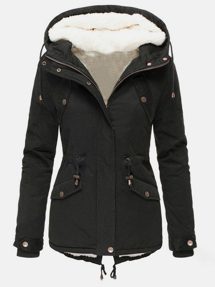 Damen Winterjacke Fleecefutter Verstellbare Kapuze