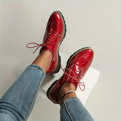 Damen Oxford-Schuhe Leder Klobige Sohle