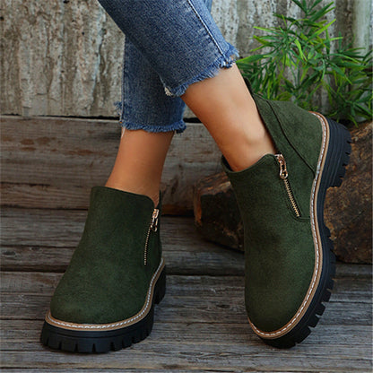 Damen Stiefeletten Reißverschluss Robust