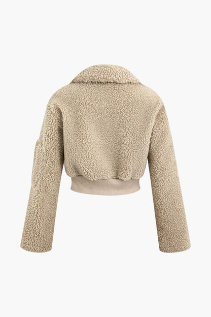 Misha Damen Teddy-Zweiteiler Cargohose Cropped-Jacke