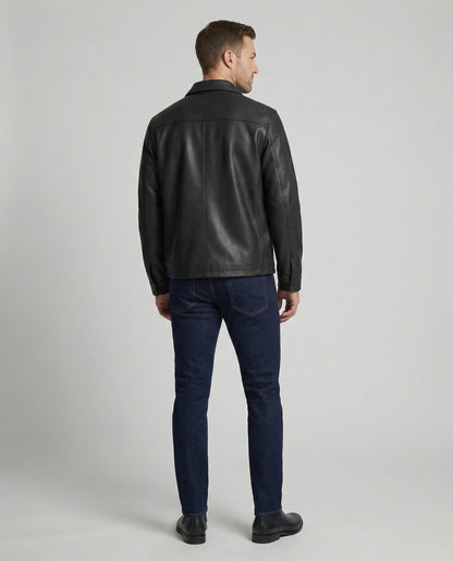 Herren Lederjacke Übergangsjacke Lederoptik