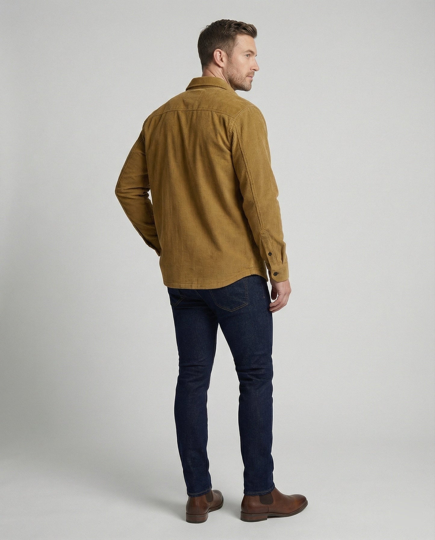 Herren Langarmhemd Cord Freizeithemd