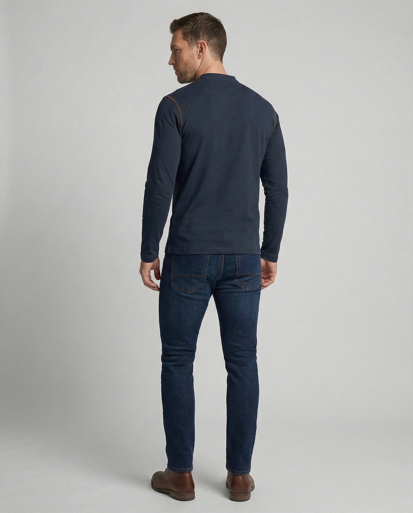 Herren Langarm-Henley-Shirt