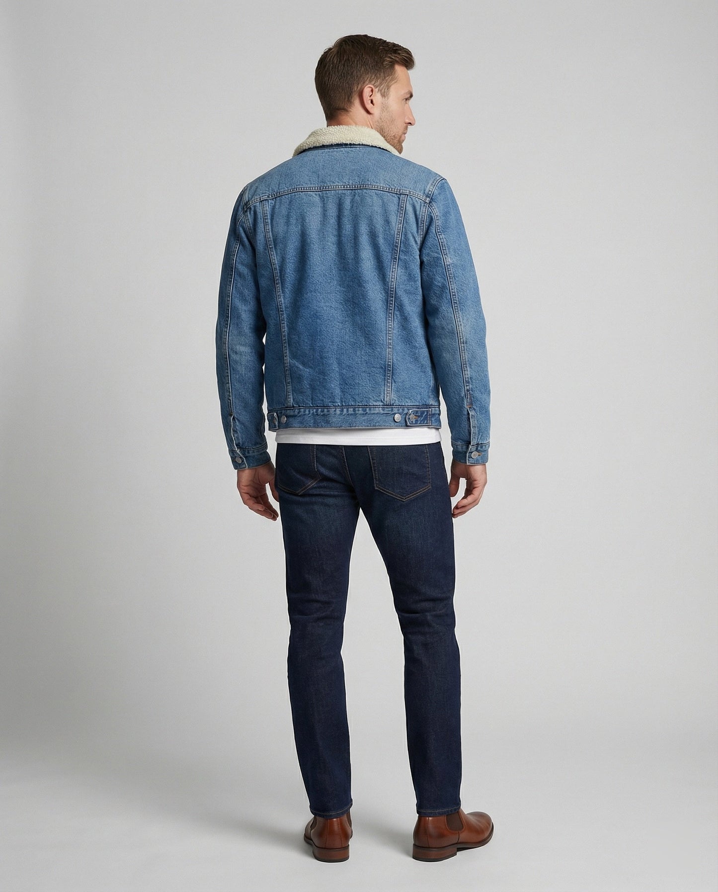Herren Denimjacke Warm Winterblau