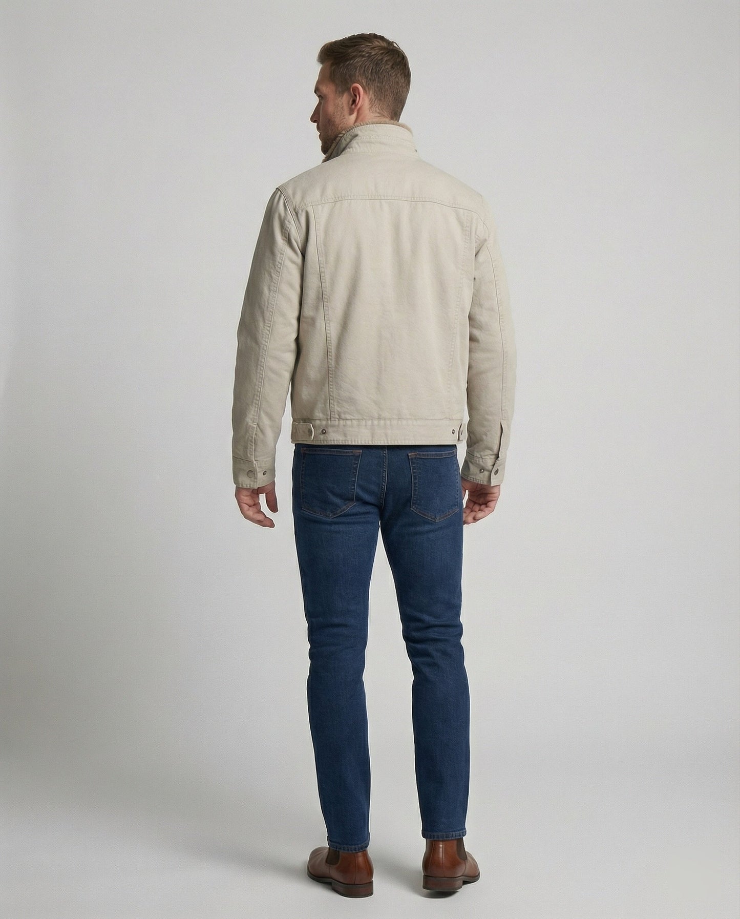 Herren Canvasjacke Teddykragen
