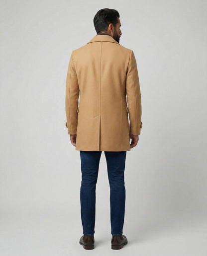 Herren Wollmantel Elegantes Design Doppelknopf