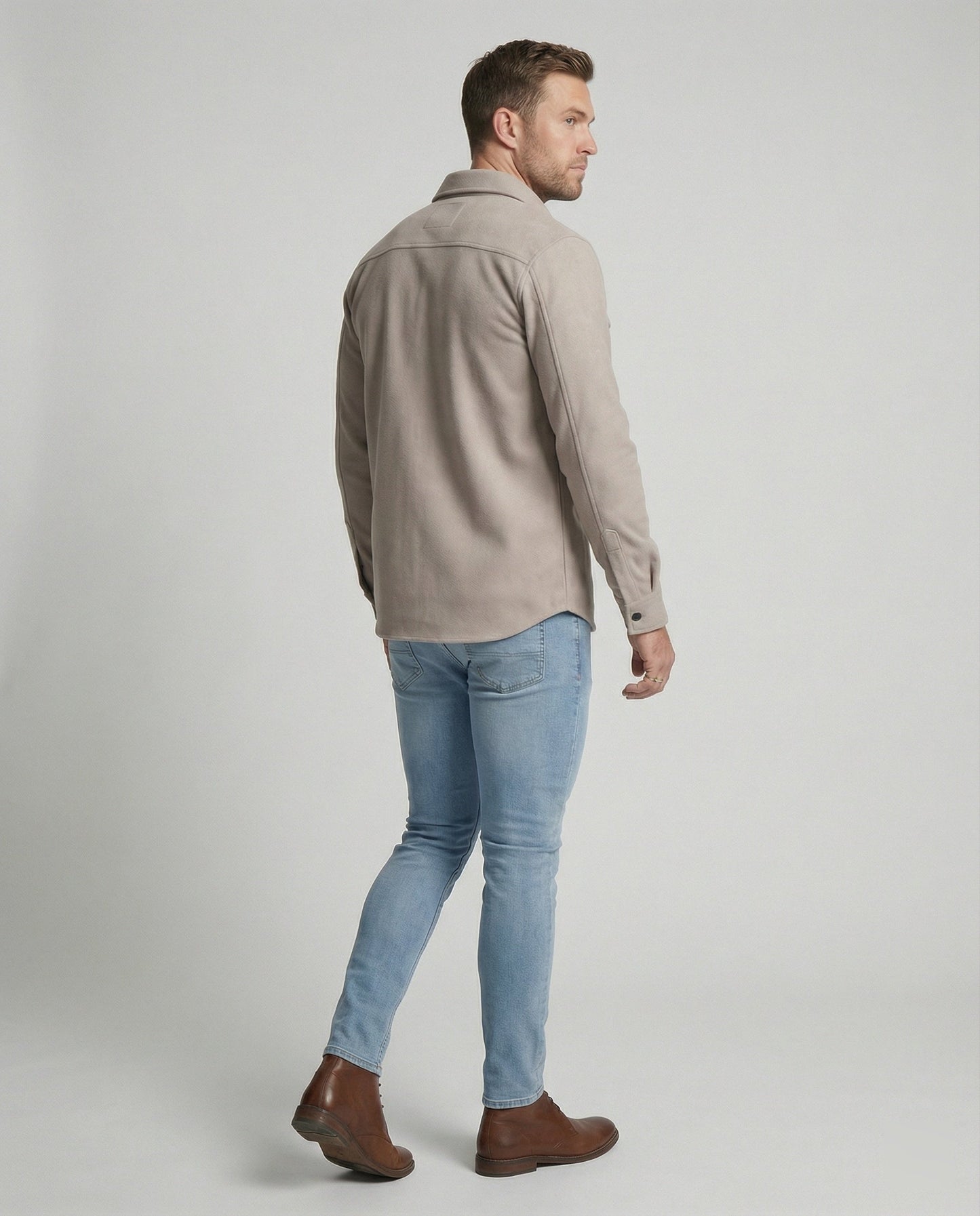 Herren Herbst-Hemd Baumwolle Beige
