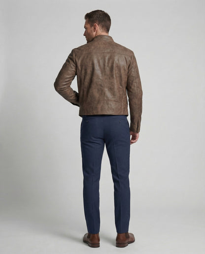 Herren Lederjacke Kurz Lederoptik Schwarz - Norvielle
