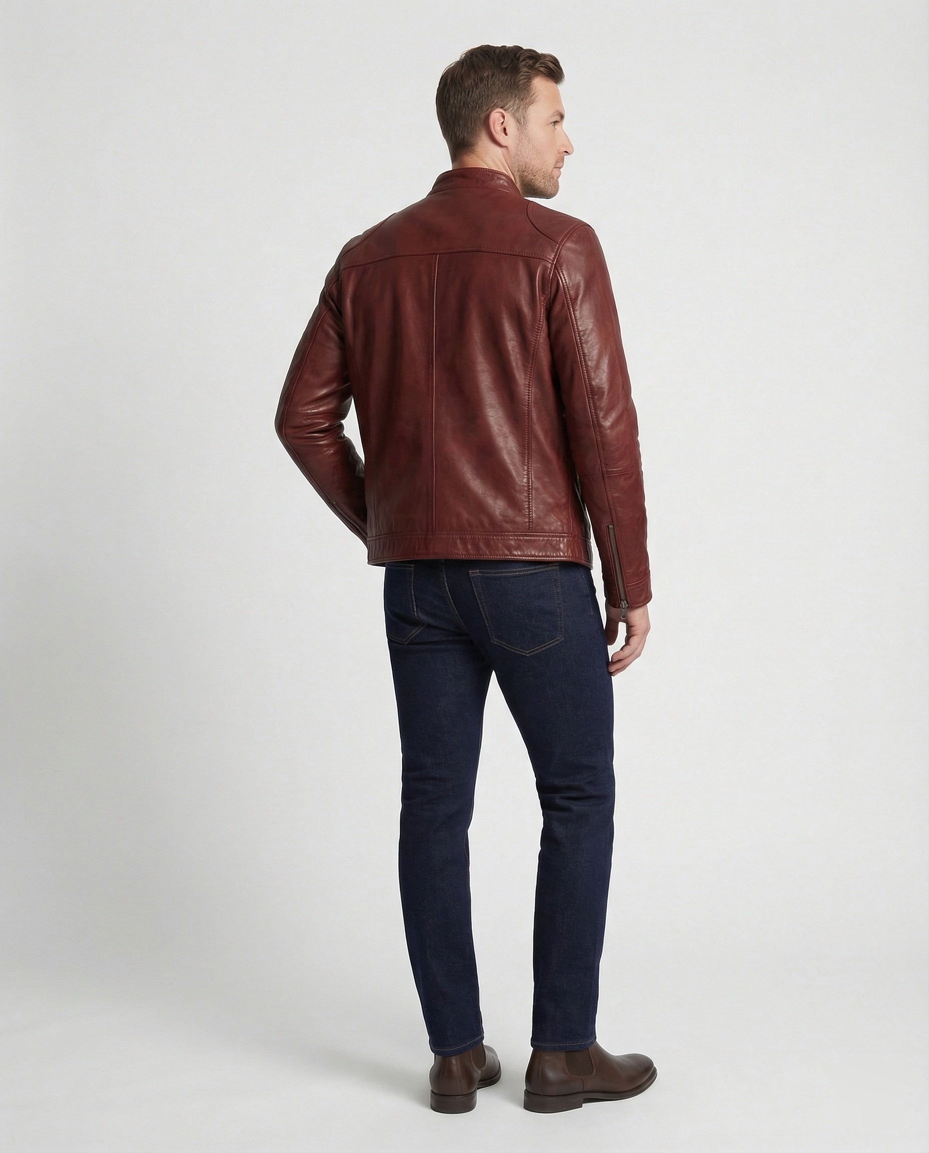 Herren Lederblouson Motorrad Schwarz Ledermantel - Norvielle