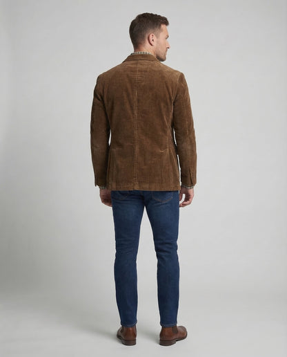 Corduroy Blazer Set Damen Baumwolle Grübchen Optik