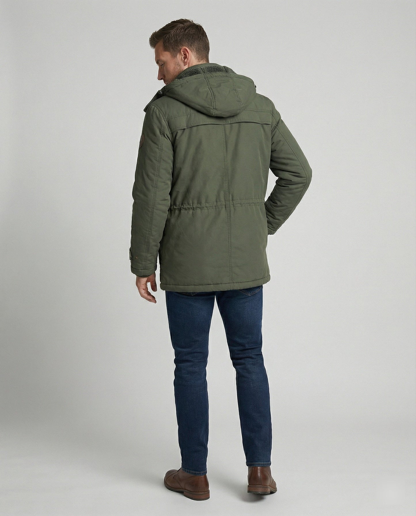 Herren Gepolsterte Lederjacke