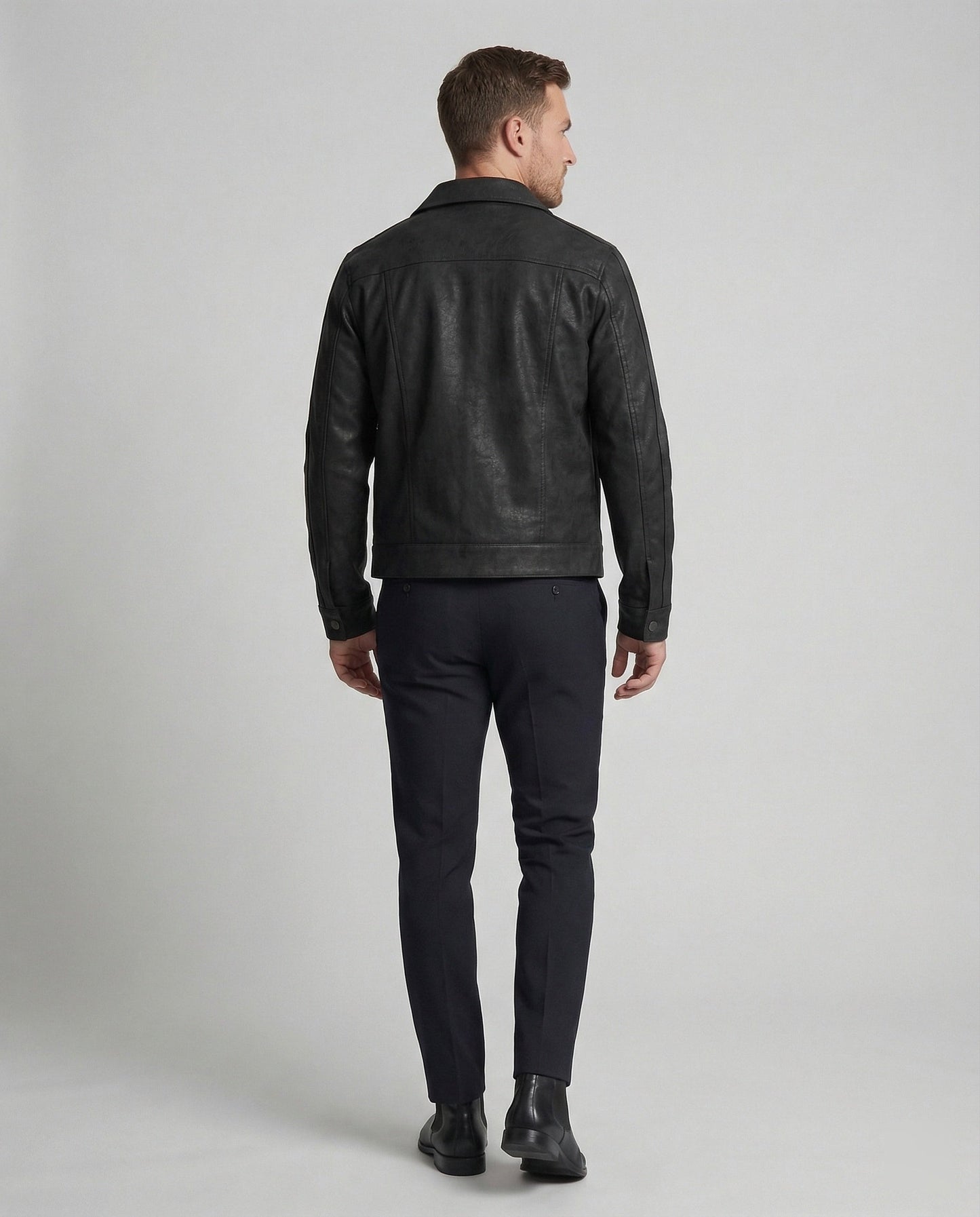 Herren Lederjacke Biker Kurzleder
