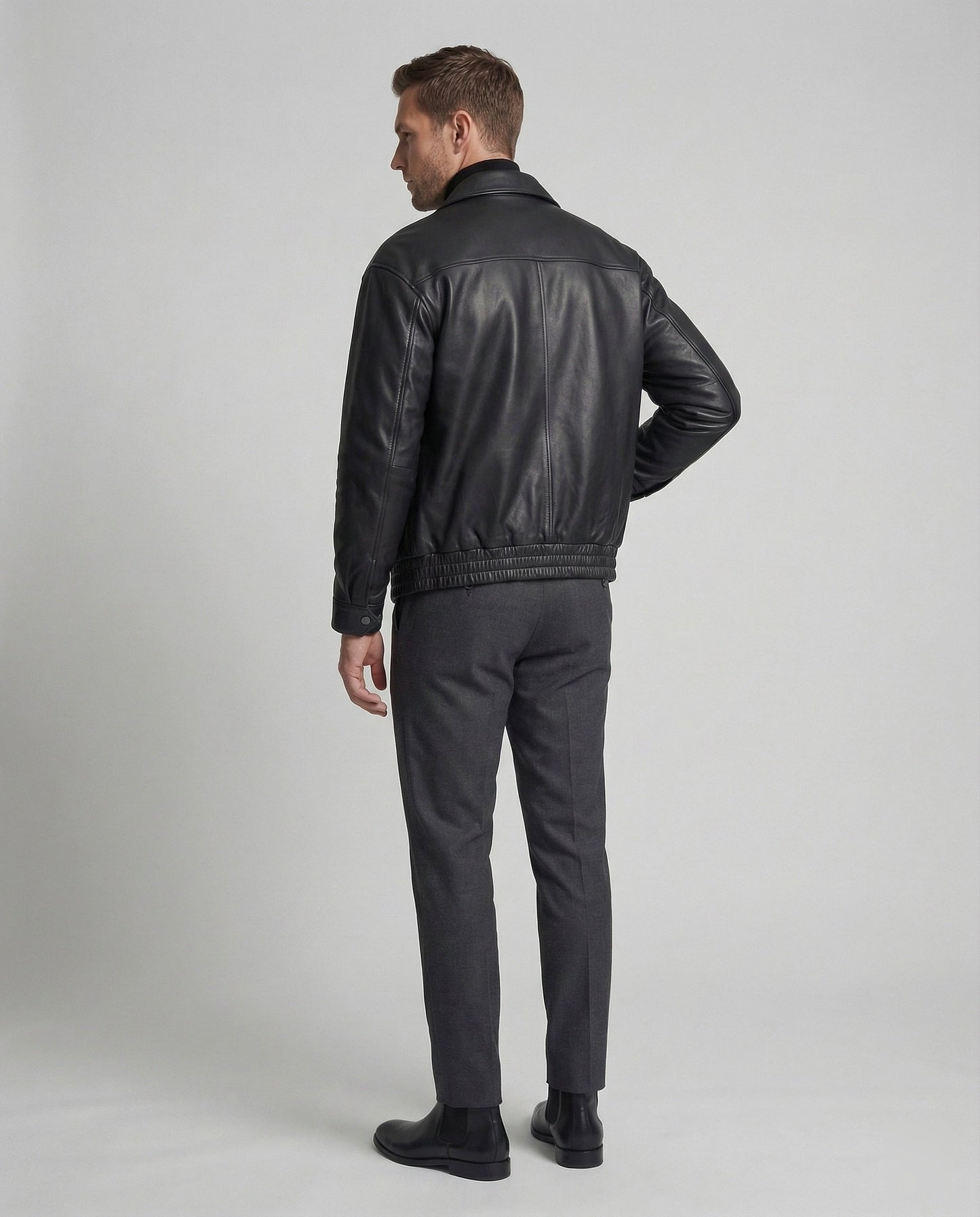 Herren Lederjacke Minimalistisches Design
