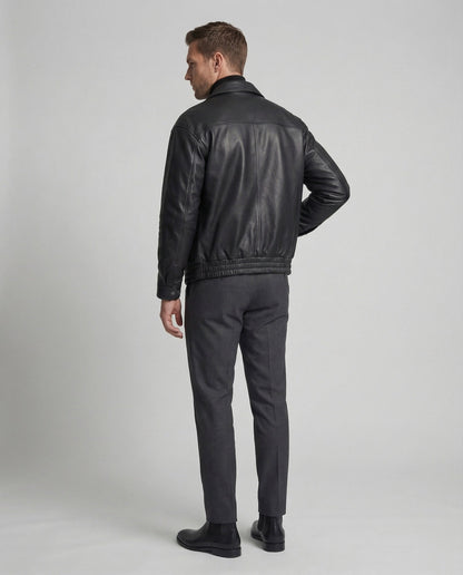 Herren Lederjacke Minimalistisches Design