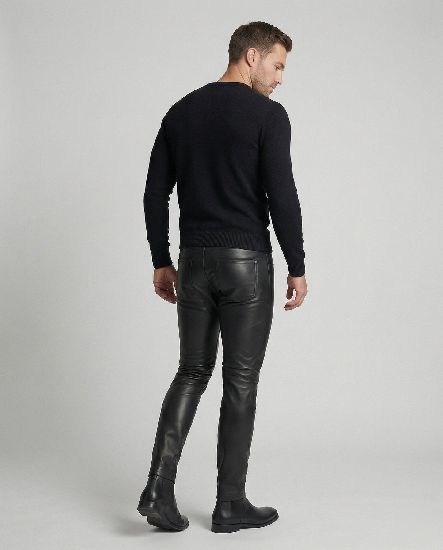 Herren Slim-Fit-Hose Kunstleder