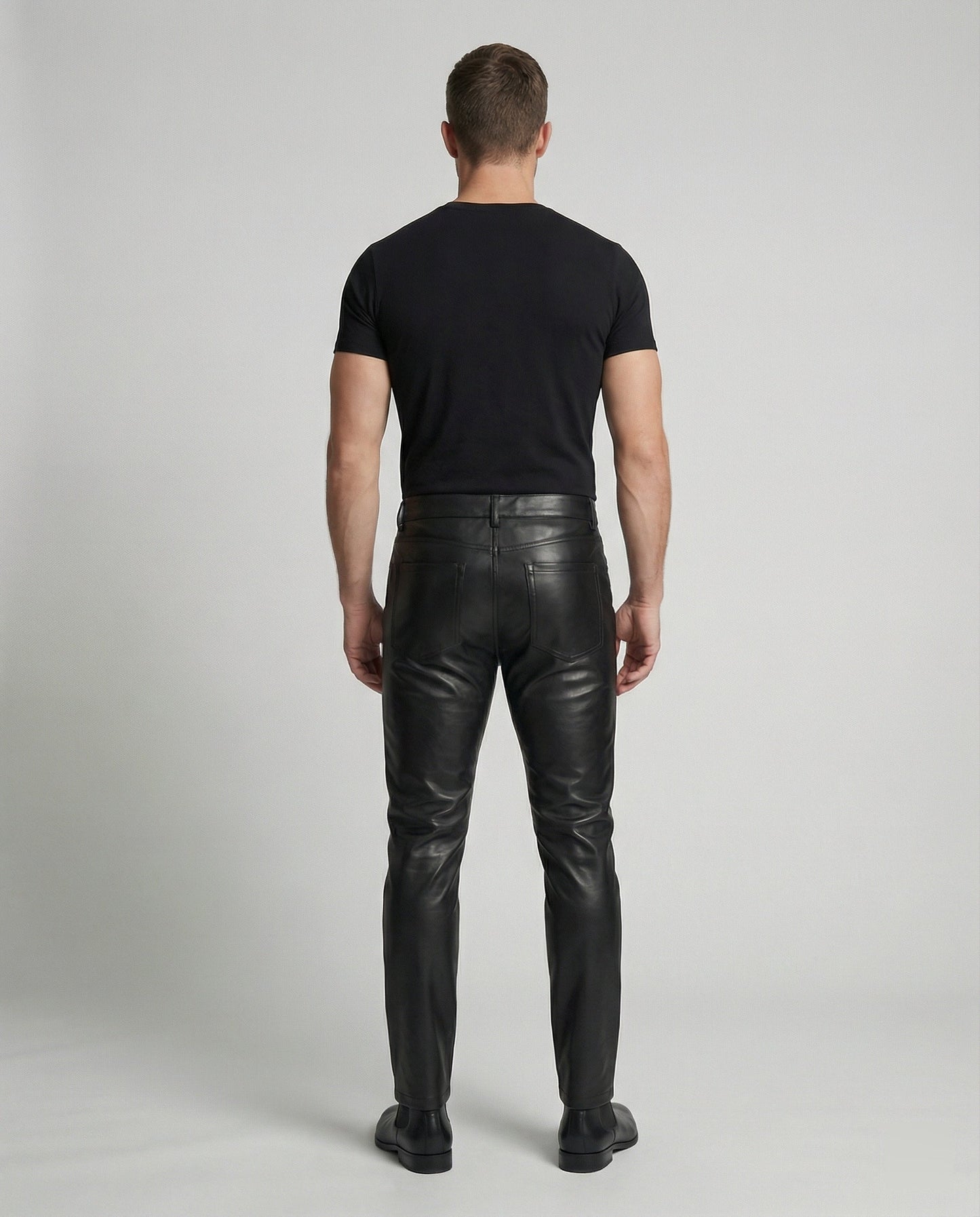 Herren Slimfit Hose Kunstleder