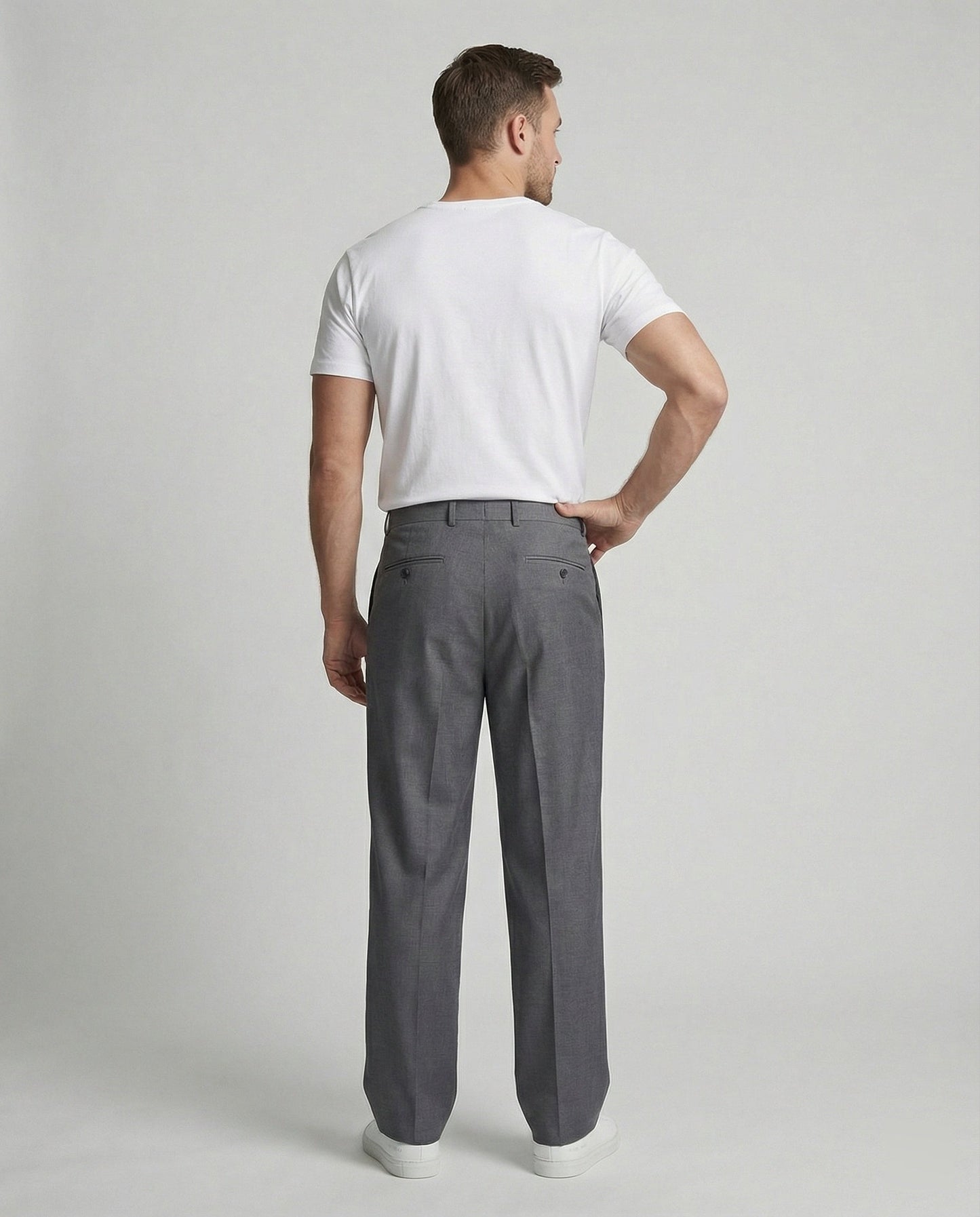 Herren Bundfaltenhose Weite Bein Freizeit