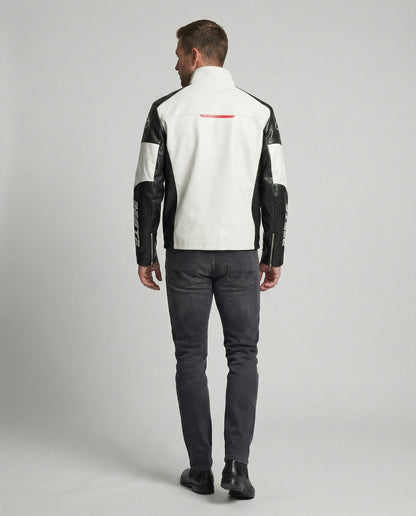 Herren Lederjacke Kunstleder Rennradjacke