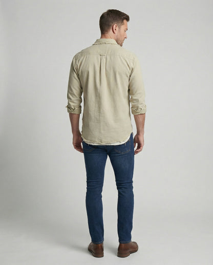 Herren Button-Down-Hemd Lässig Asymmetrischer Saum