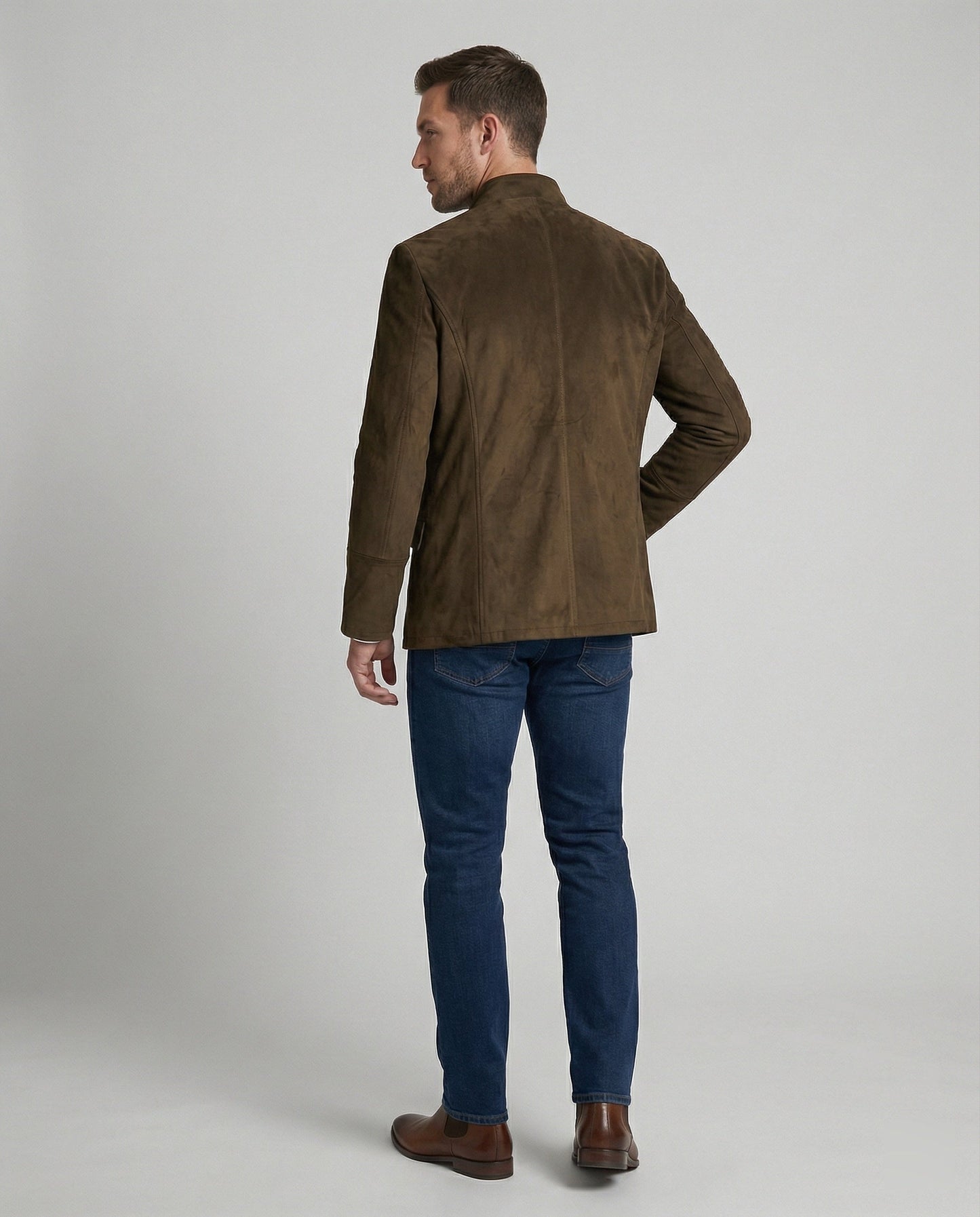 Herren Suedlederjacke mit Zierknöpfen